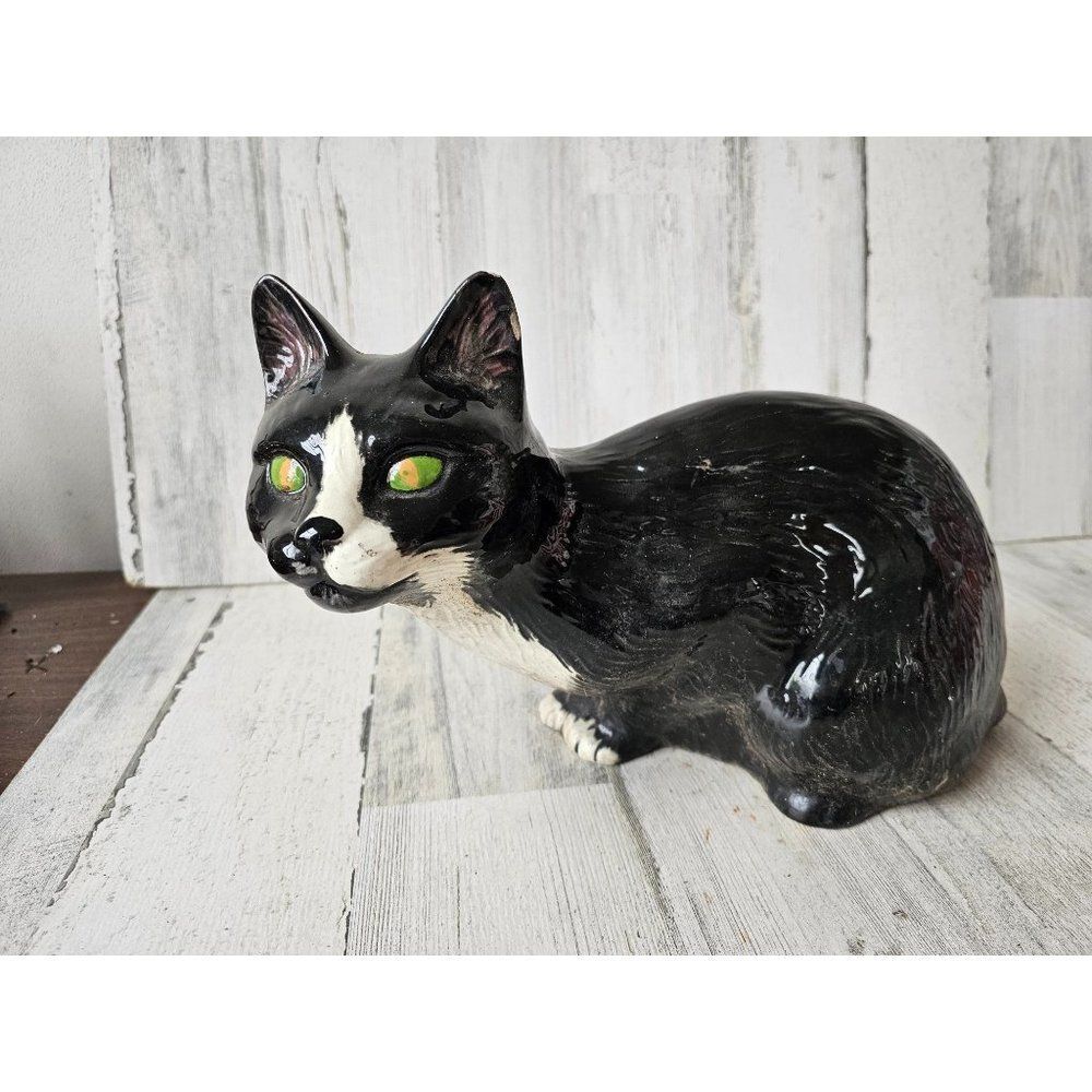 Vintage ceramic life-size cat Halloween‎ black home decor unique prop